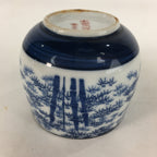 Japanese Porcelain Teacup Yunomi Vtg Blue Sometsuke Bamboo Sencha TC216