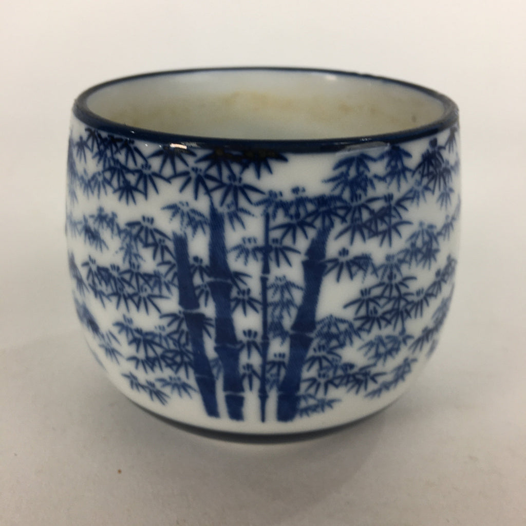 Japanese Porcelain Teacup Yunomi Vtg Blue Sometsuke Bamboo Sencha TC216