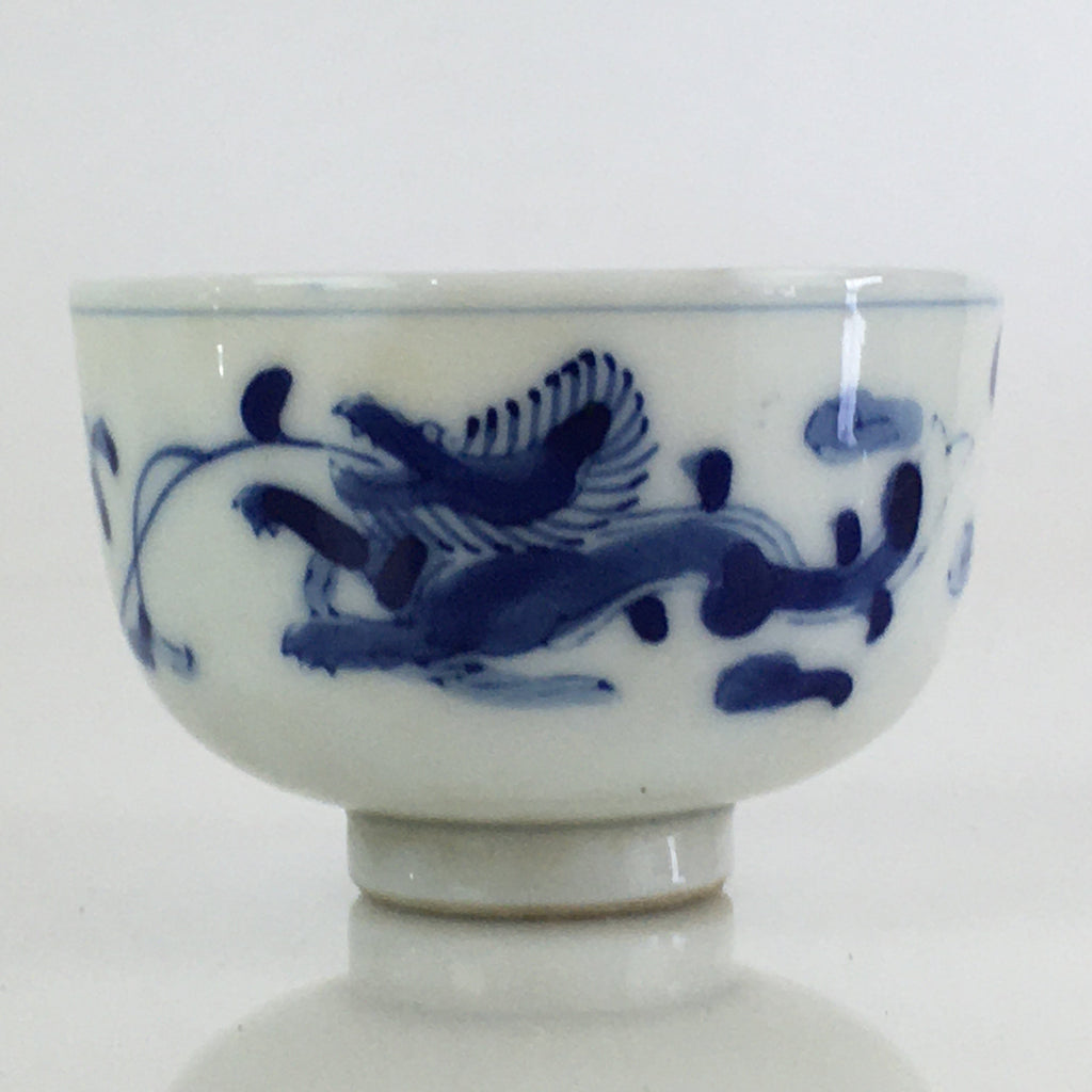 Japanese Porcelain Teacup Yunomi Vtg Blue Sometsuke Dragon Sencha TC311