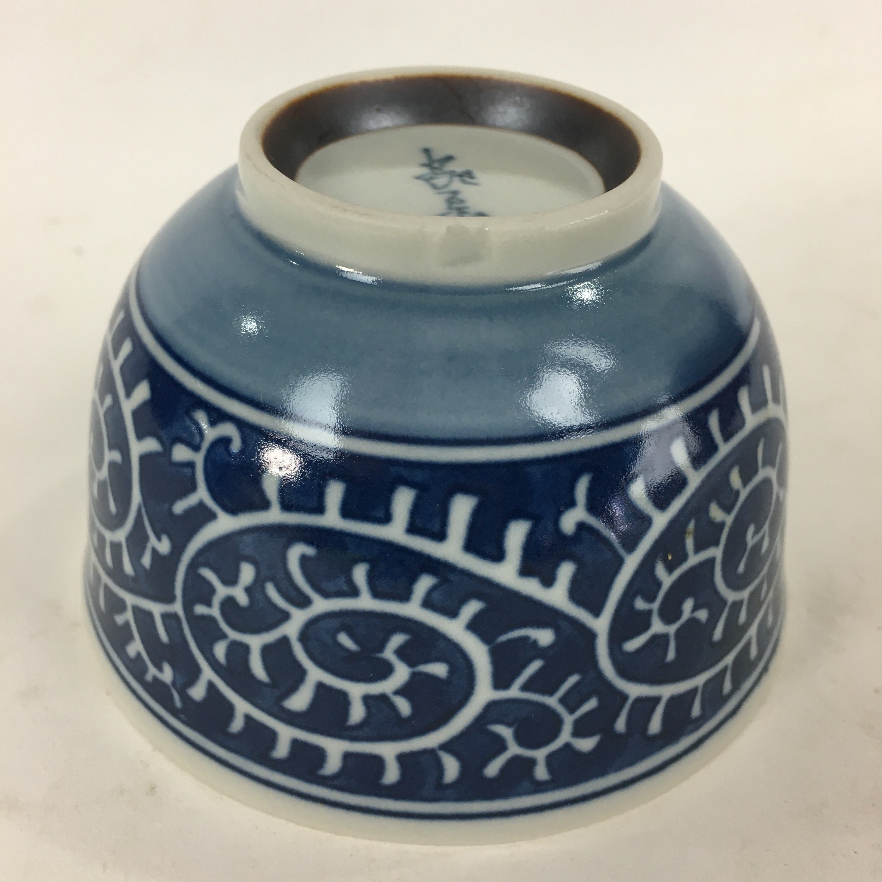 Japanese Porcelain Teacup Yunomi Vtg Blue Sometsuke Pottery Sencha TC250