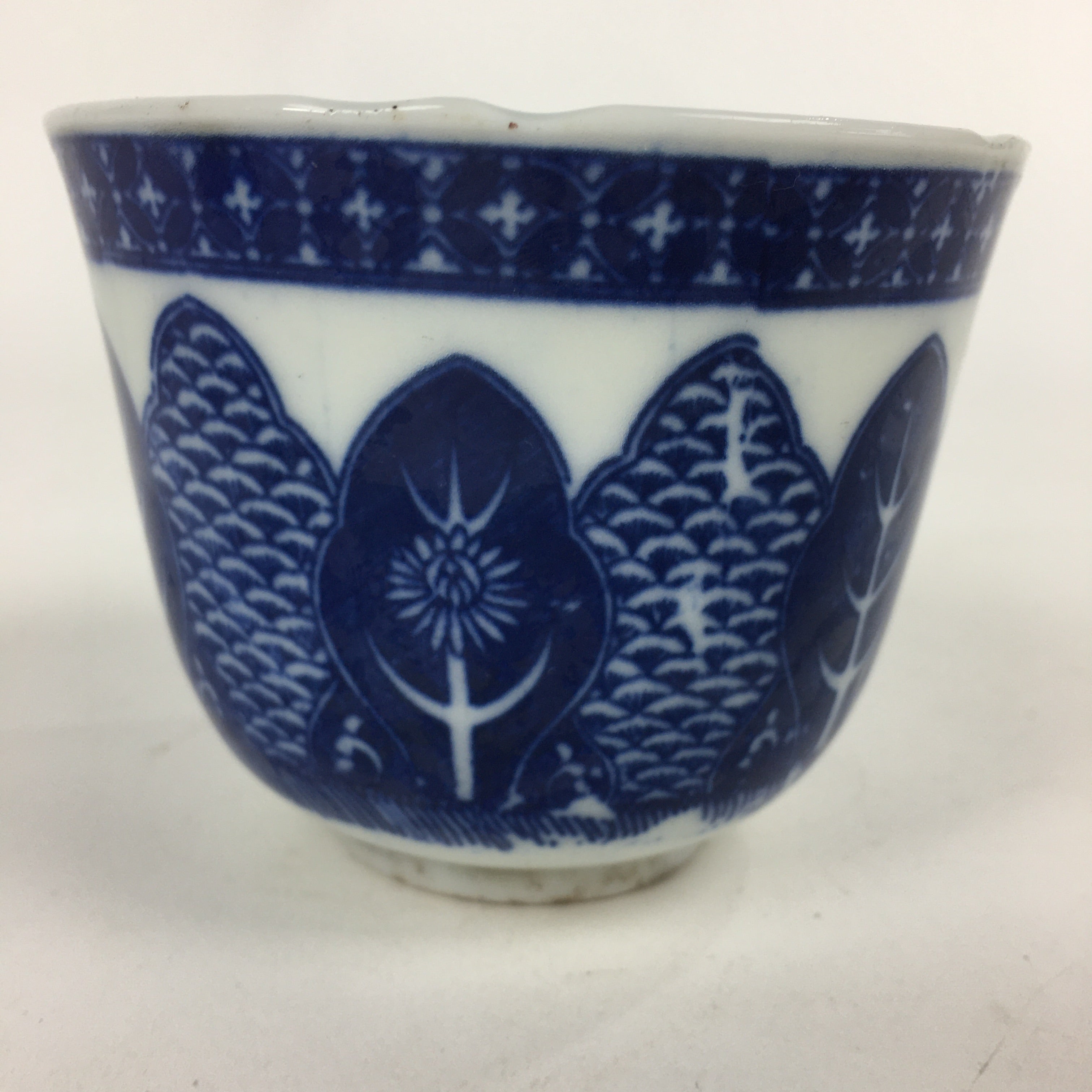 Japanese Porcelain Teacup Yunomi Vtg Blue Sometsuke Pottery Sencha TC265