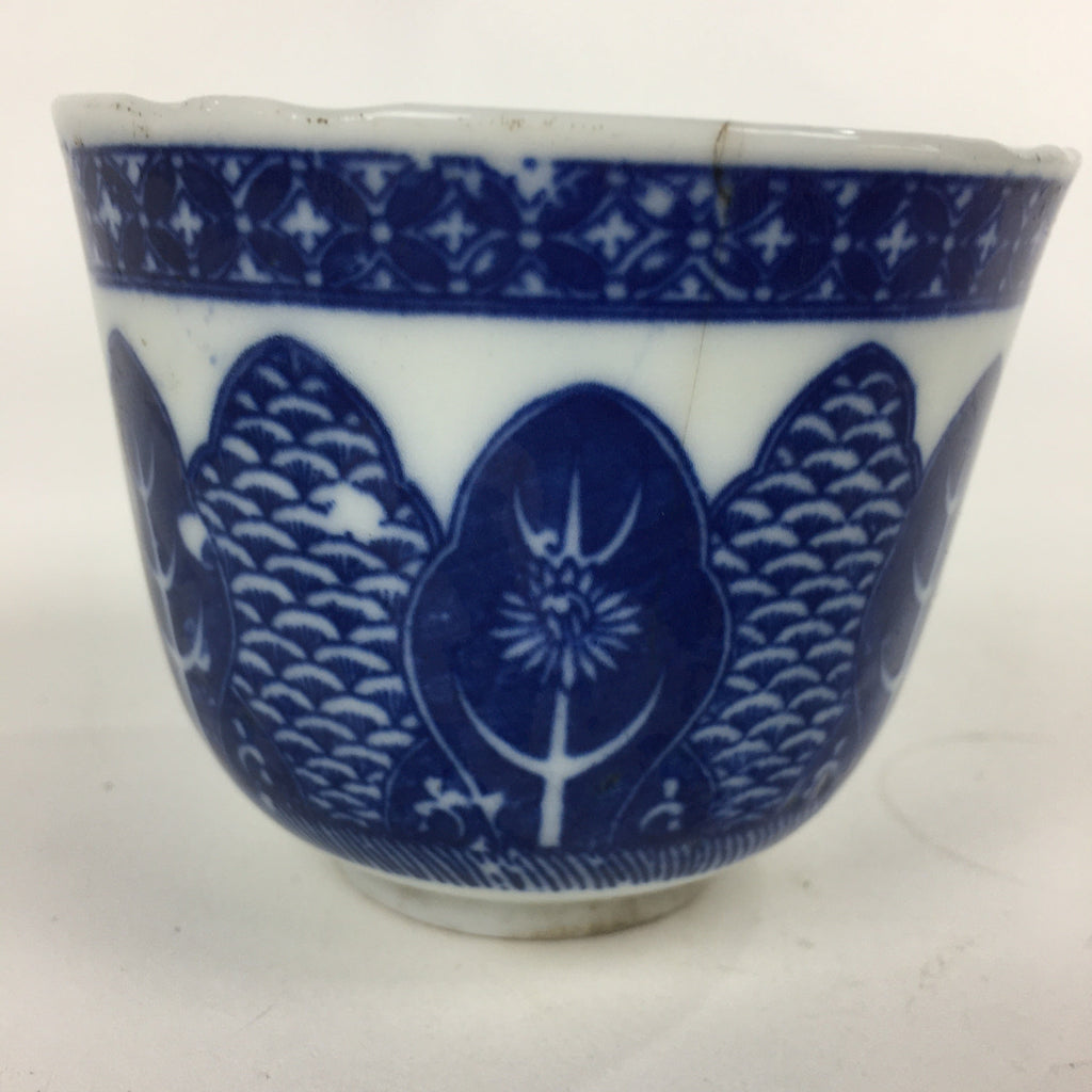 Japanese Porcelain Teacup Yunomi Vtg Blue Sometsuke Pottery Sencha TC265