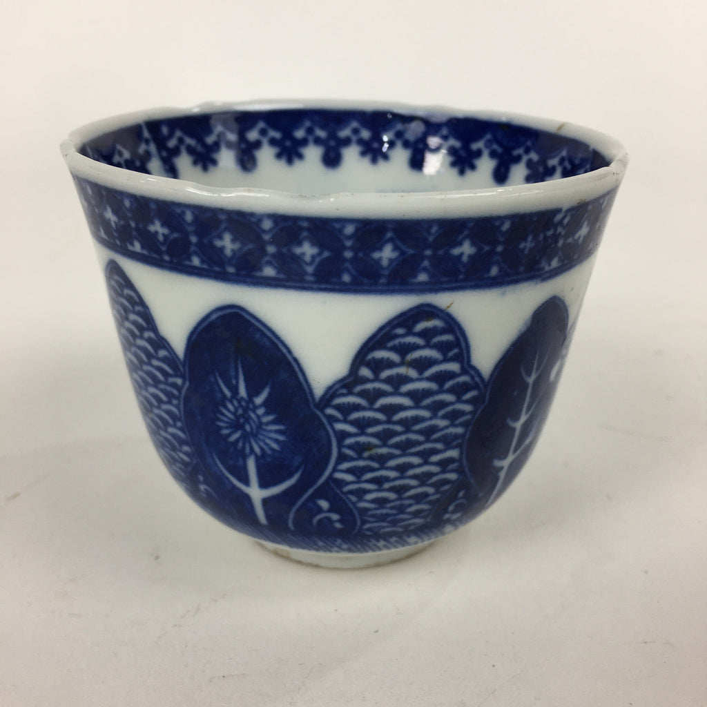 Japanese Porcelain Teacup Yunomi Vtg Blue Sometsuke Pottery Sencha TC265