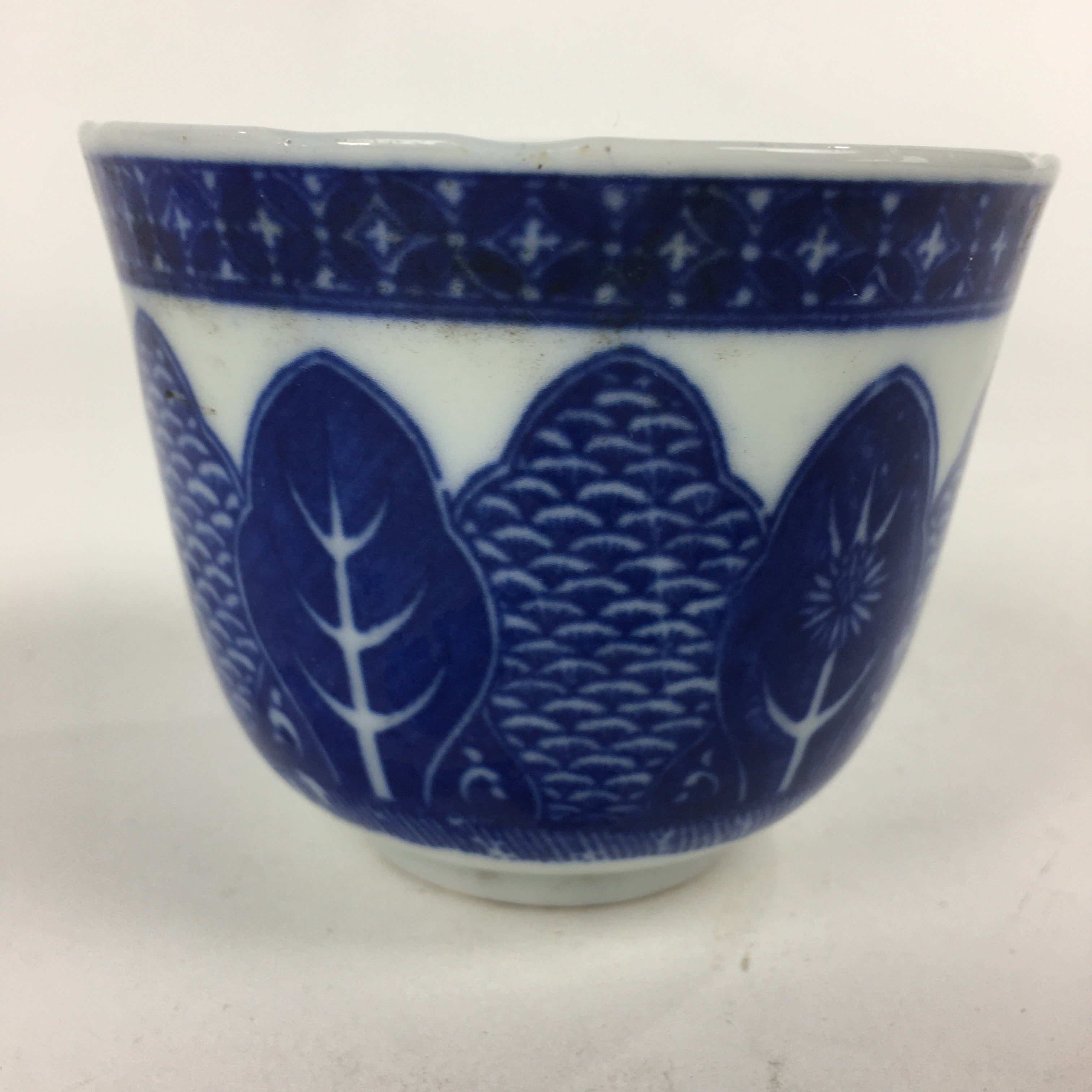 Japanese Porcelain Teacup Yunomi Vtg Blue Sometsuke Pottery Sencha TC266