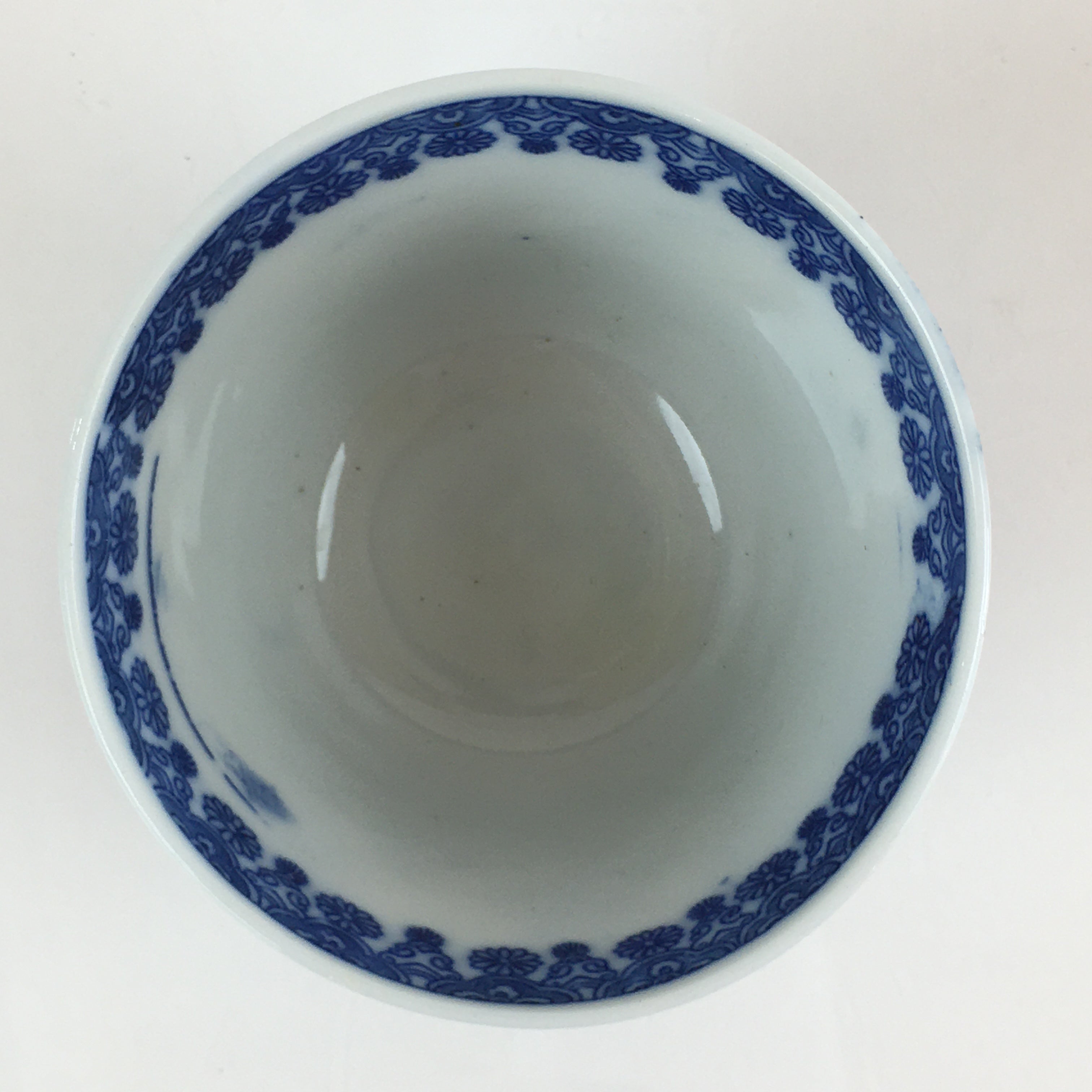 Japanese Porcelain Teacup Yunomi Vtg Blue Sometsuke Pottery Sencha TC306