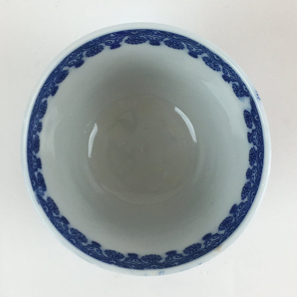 Japanese Porcelain Teacup Yunomi Vtg Blue Sometsuke Pottery Sencha TC307