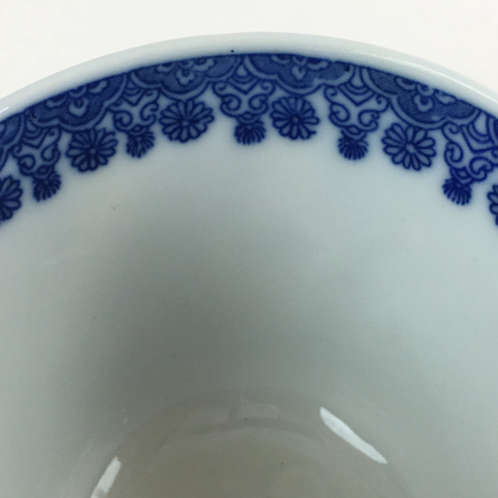 Japanese Porcelain Teacup Yunomi Vtg Blue Sometsuke Pottery Sencha TC307