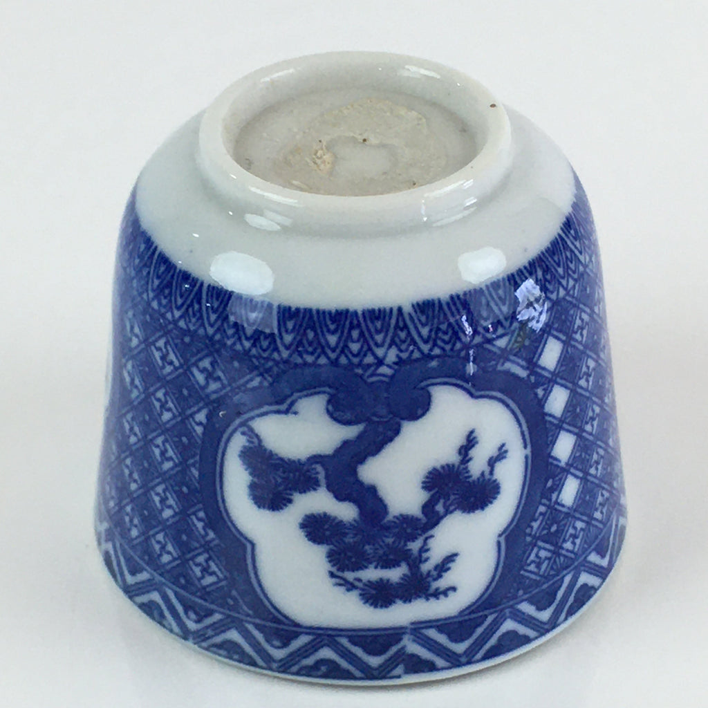 Japanese Porcelain Teacup Yunomi Vtg Blue Sometsuke Pottery Sencha TC307