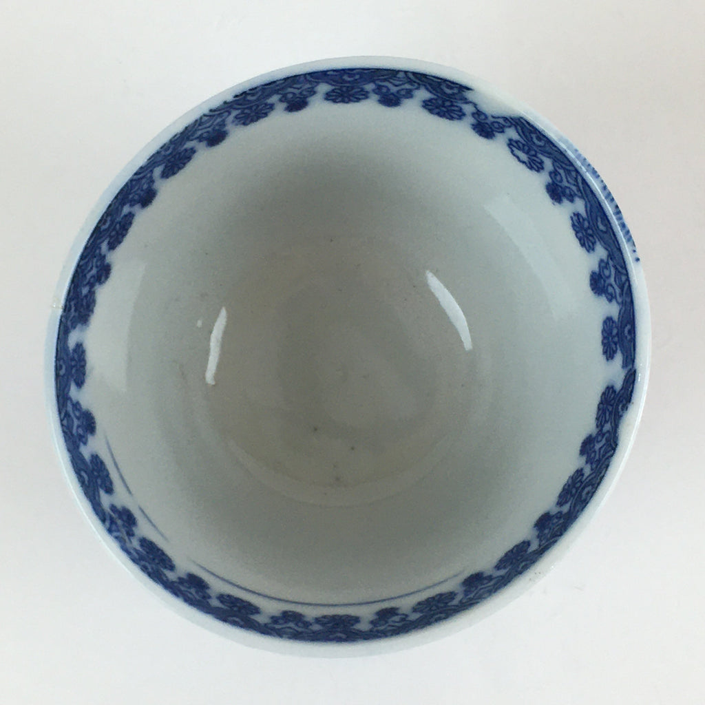 Japanese Porcelain Teacup Yunomi Vtg Blue Sometsuke Pottery Sencha TC308