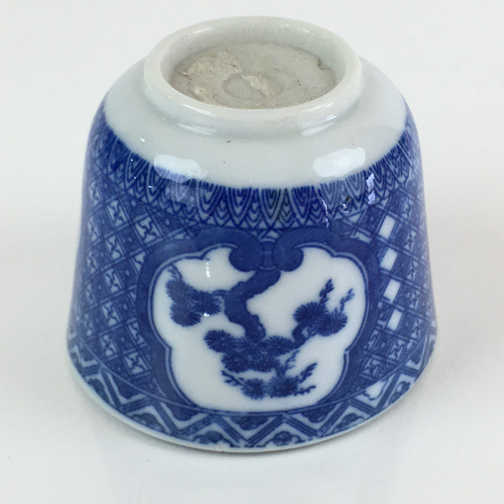 Japanese Porcelain Teacup Yunomi Vtg Blue Sometsuke Pottery Sencha TC308