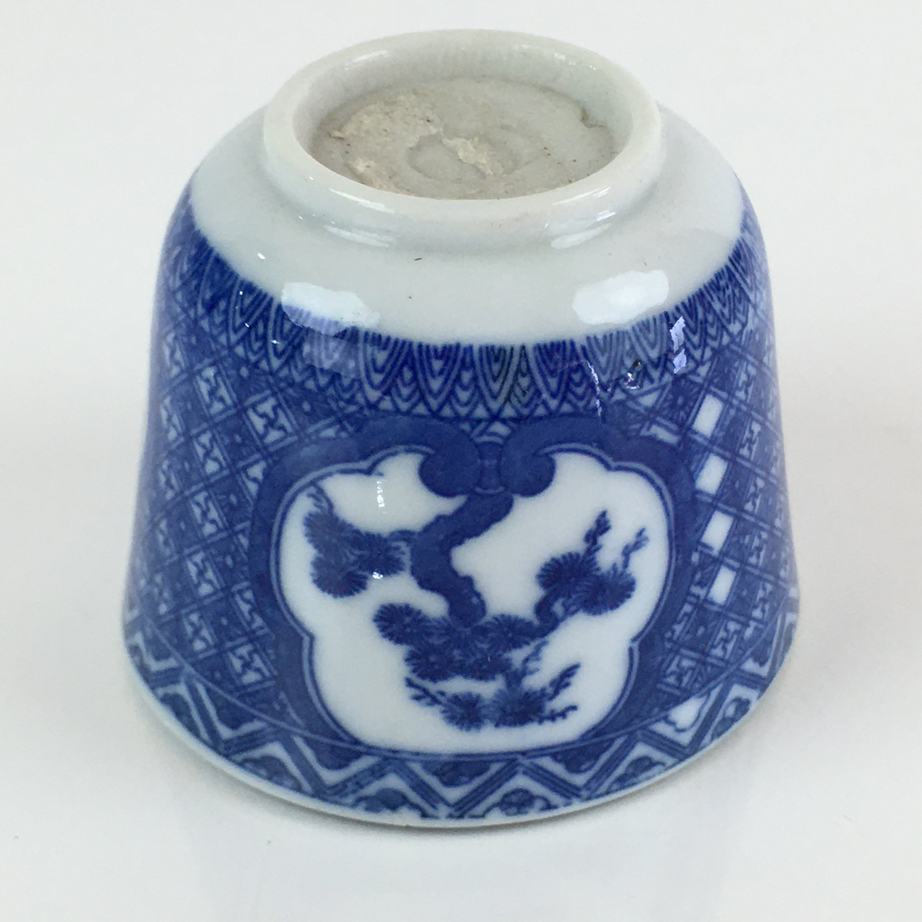 Japanese Porcelain Teacup Yunomi Vtg Blue Sometsuke Pottery Sencha TC308