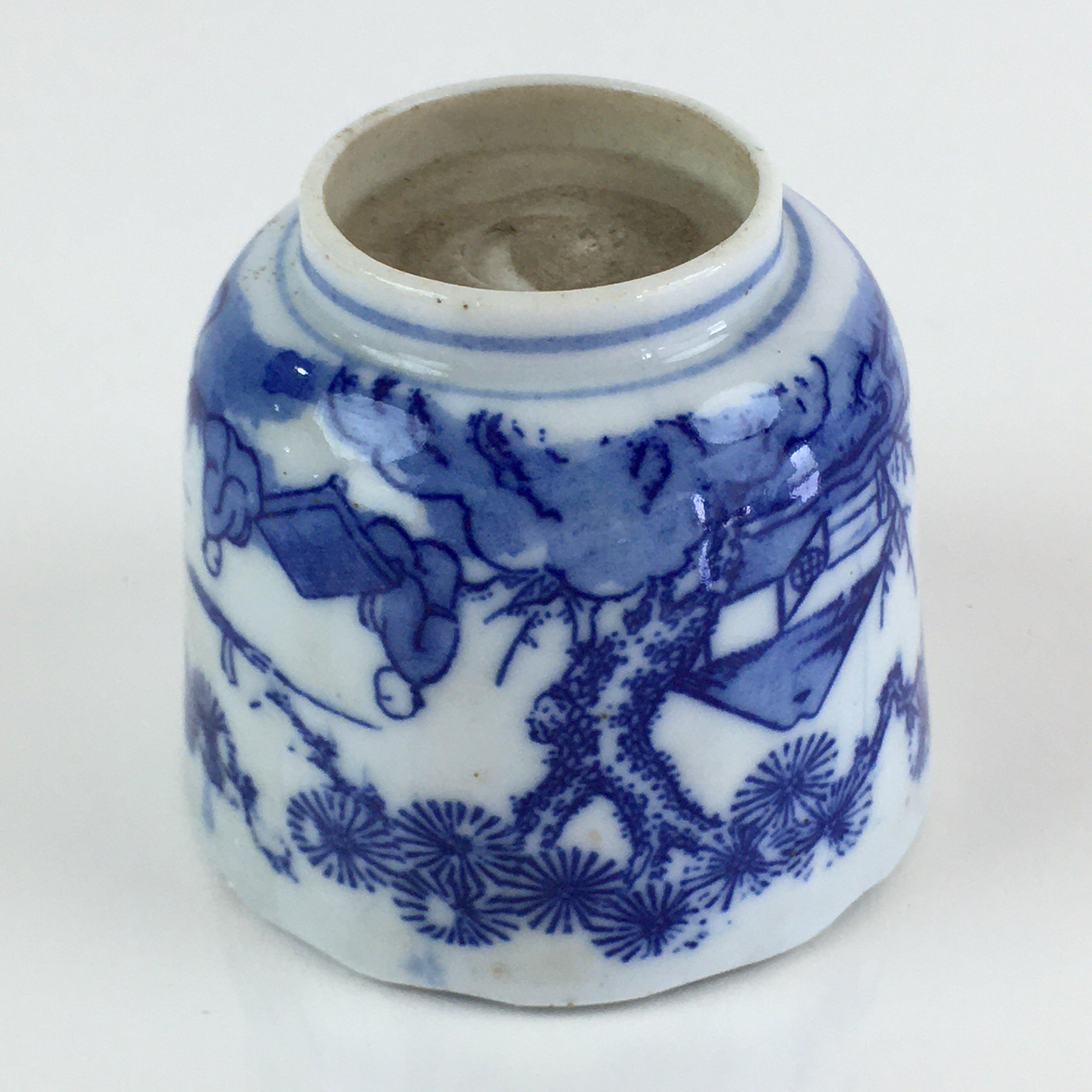 Japanese Porcelain Teacup Yunomi Vtg Blue Sometsuke Pottery Sencha TC309