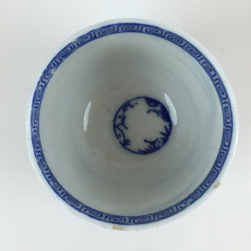 Japanese Porcelain Teacup Yunomi Vtg Blue Sometsuke Pottery Sencha TC309