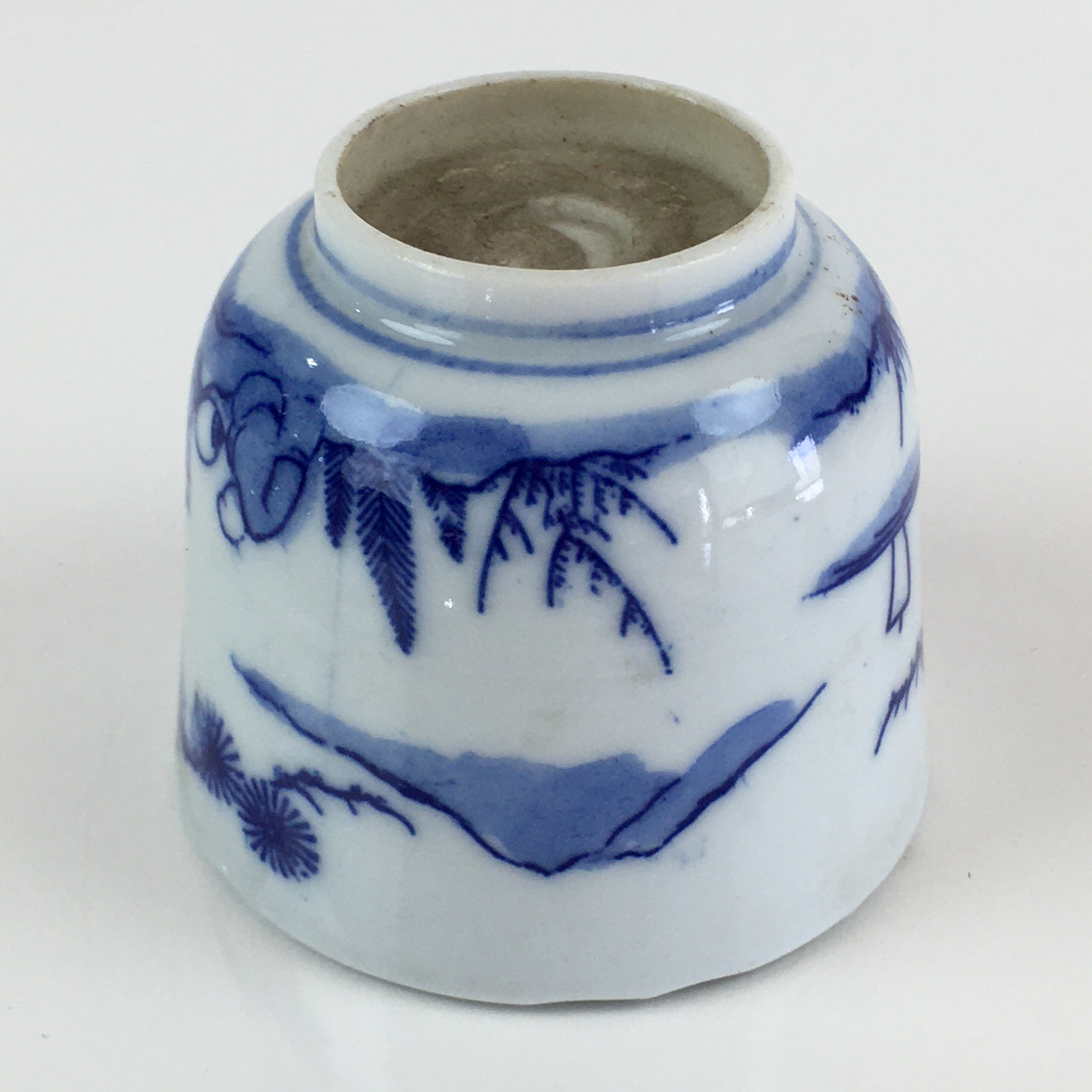 Japanese Porcelain Teacup Yunomi Vtg Blue Sometsuke Pottery Sencha TC309