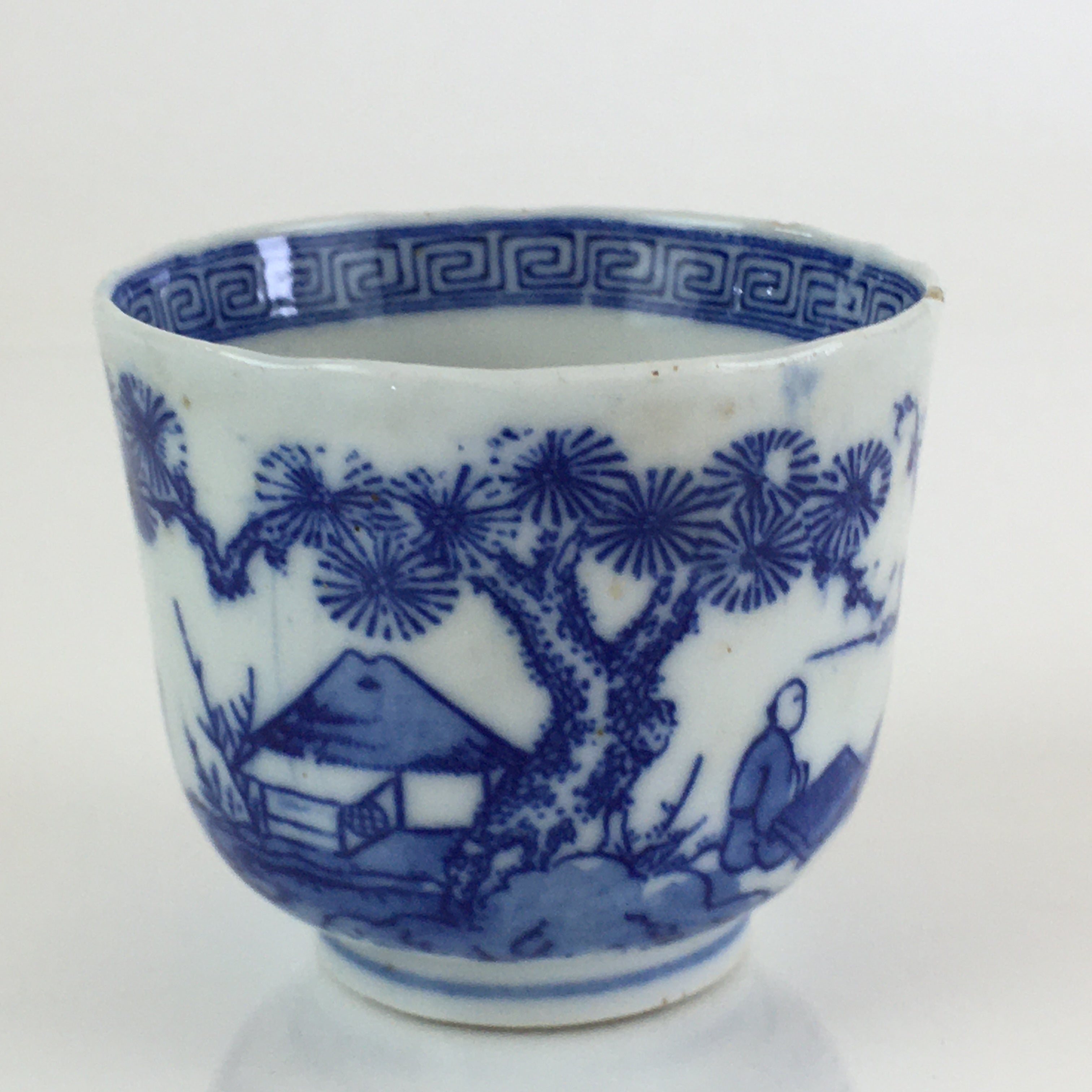 Japanese Porcelain Teacup Yunomi Vtg Blue Sometsuke Pottery Sencha TC309