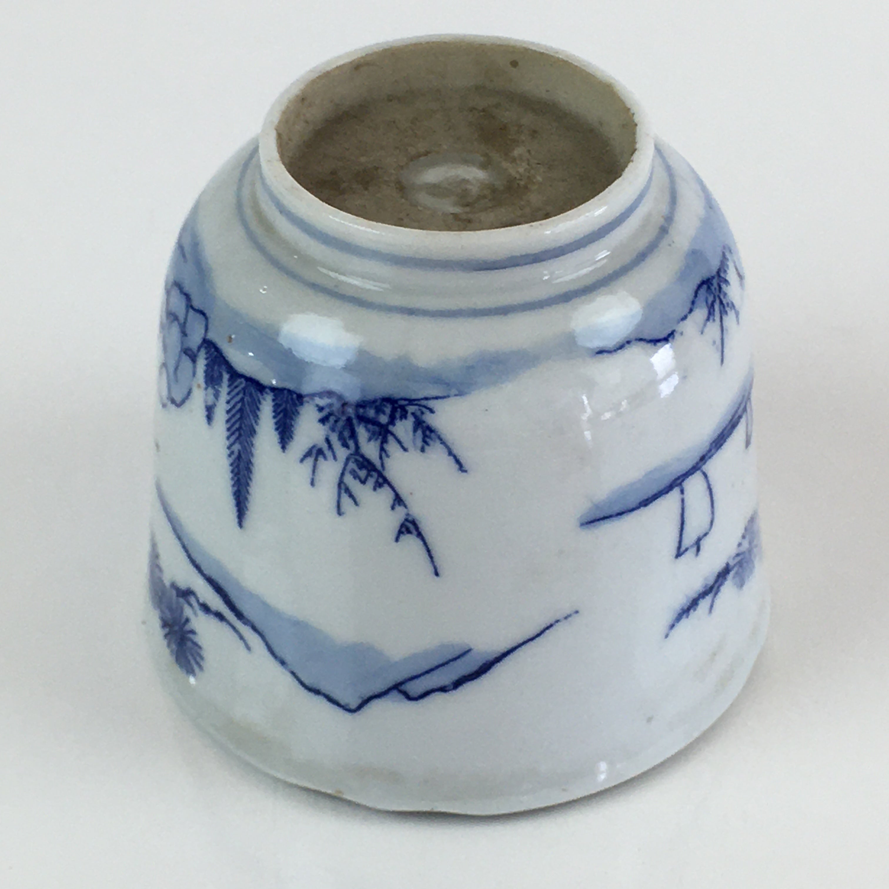 Japanese Porcelain Teacup Yunomi Vtg Blue Sometsuke Pottery Sencha TC310