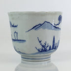 Japanese Porcelain Teacup Yunomi Vtg Blue Sometsuke Pottery Sencha TC310