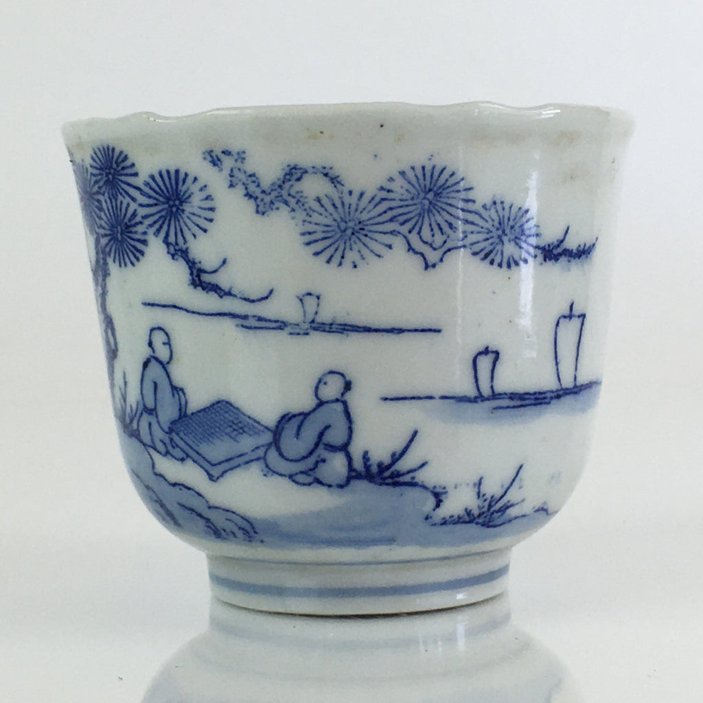 Japanese Porcelain Teacup Yunomi Vtg Blue Sometsuke Pottery Sencha TC310