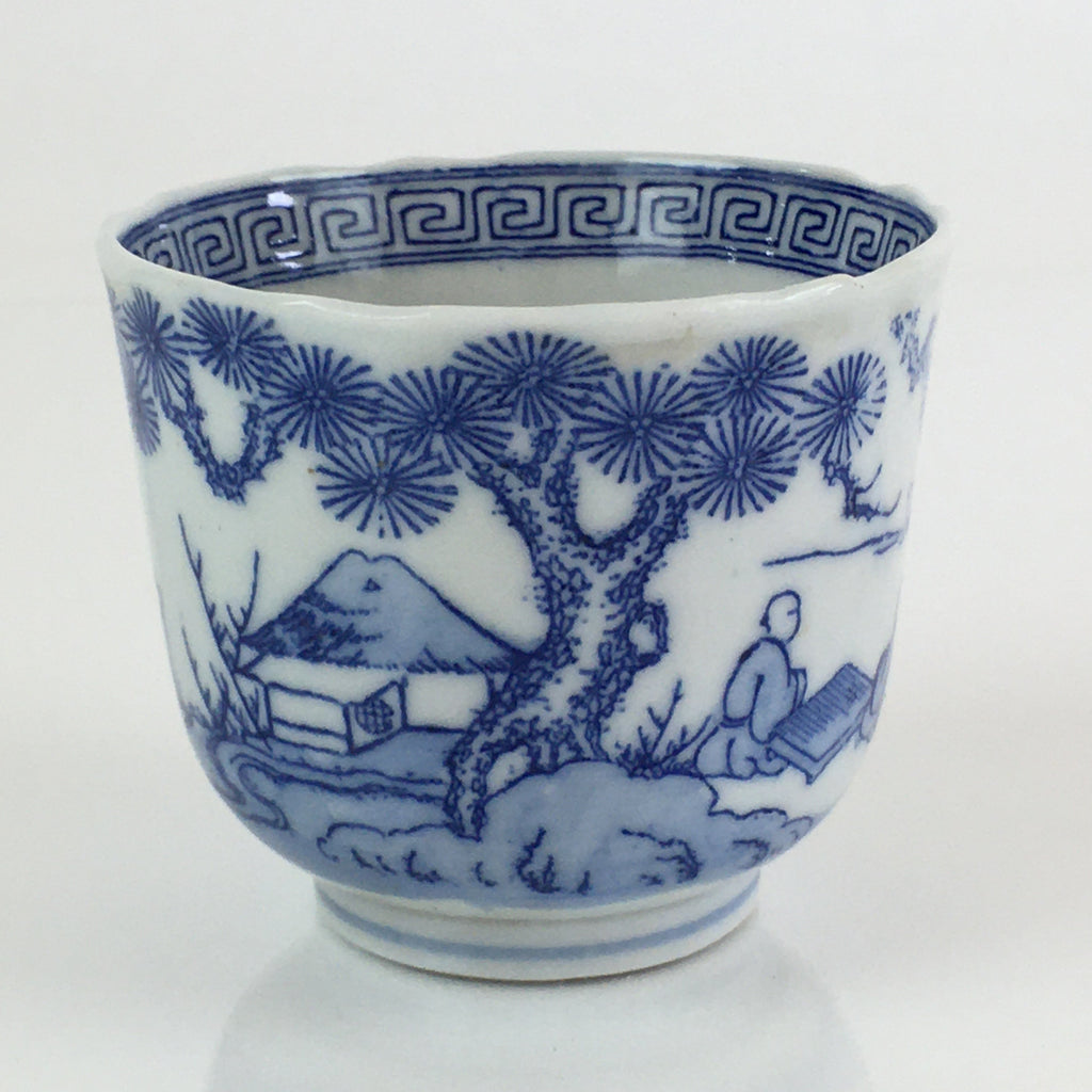 Japanese Porcelain Teacup Yunomi Vtg Blue Sometsuke Pottery Sencha TC310
