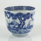 Japanese Porcelain Teacup Yunomi Vtg Blue Sometsuke Pottery Sencha TC310