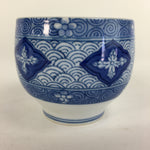 Japanese Porcelain Teacup Yunomi Vtg Blue Sometsuke White Sencha TC211