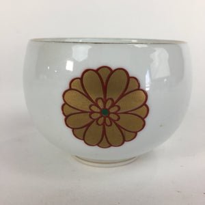 Japanese Porcelain Teacup Yunomi Vtg Chrysanthemum White Sencha TC196