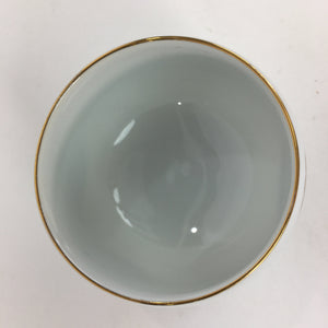 Japanese Porcelain Teacup Yunomi Vtg Chrysanthemum White Sencha TC197