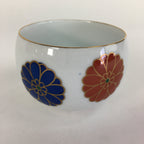 Japanese Porcelain Teacup Yunomi Vtg Chrysanthemum White Sencha TC208