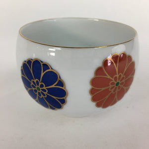 Japanese Porcelain Teacup Yunomi Vtg Chrysanthemum White Sencha TC209
