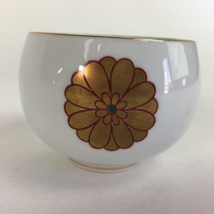 Japanese Porcelain Teacup Yunomi Vtg Chrysanthemum White Sencha TC210