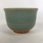 Japanese Porcelain Teacup Yunomi Vtg Green Cracked Glaze Pottery Sencha TC236