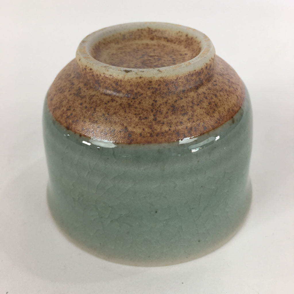 Japanese Porcelain Teacup Yunomi Vtg Green Cracked Glaze Pottery Sencha TC236
