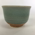 Japanese Porcelain Teacup Yunomi Vtg Green Cracked Glaze Pottery Sencha TC237
