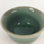 Japanese Porcelain Teacup Yunomi Vtg Green Cracked Glaze Pottery Sencha TC237