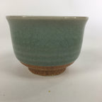 Japanese Porcelain Teacup Yunomi Vtg Green Cracked Glaze Pottery Sencha TC238