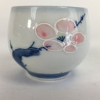 Japanese Porcelain Teacup Yunomi Vtg Pink Plum Blossom White Sencha TC215