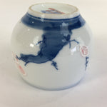 Japanese Porcelain Teacup Yunomi Vtg Pink Plum Blossom White Sencha TC215