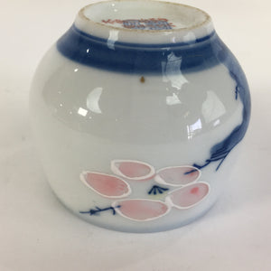 Japanese Porcelain Teacup Yunomi Vtg Pink Plum Blossom White Sencha TC215