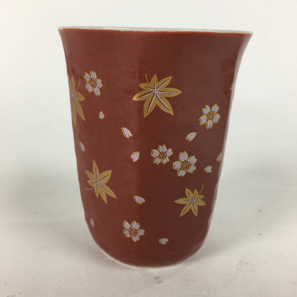 Japanese Porcelain Teacup Yunomi Vtg Red Sometsuke Autumn Leaves Sencha TC232