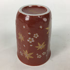 Japanese Porcelain Teacup Yunomi Vtg Red Sometsuke Autumn Leaves Sencha TC232