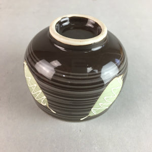 Japanese Porcelain Teacup Yunomi Vtg Sencha Brown Green Leaf Stripe TC135