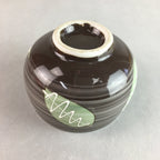Japanese Porcelain Teacup Yunomi Vtg Sencha Brown Green Leaf Stripe TC136