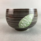 Japanese Porcelain Teacup Yunomi Vtg Sencha Brown Green Leaf Stripe TC136
