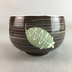 Japanese Porcelain Teacup Yunomi Vtg Sencha Brown Green Leaf Stripe TC136