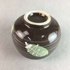 Japanese Porcelain Teacup Yunomi Vtg Sencha Brown Green Leaf Stripe TC136