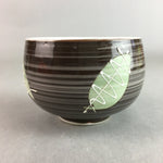 Japanese Porcelain Teacup Yunomi Vtg Sencha Brown Green Leaf Stripe TC137