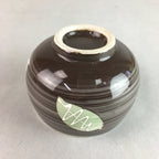 Japanese Porcelain Teacup Yunomi Vtg Sencha Brown Green Leaf Stripe TC138