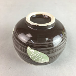 Japanese Porcelain Teacup Yunomi Vtg Sencha Brown Green Leaf Stripe TC138