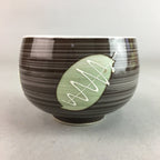 Japanese Porcelain Teacup Yunomi Vtg Sencha Brown Green Leaf Stripe TC138