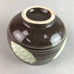 Japanese Porcelain Teacup Yunomi Vtg Sencha Brown Green Leaf Stripe TC139